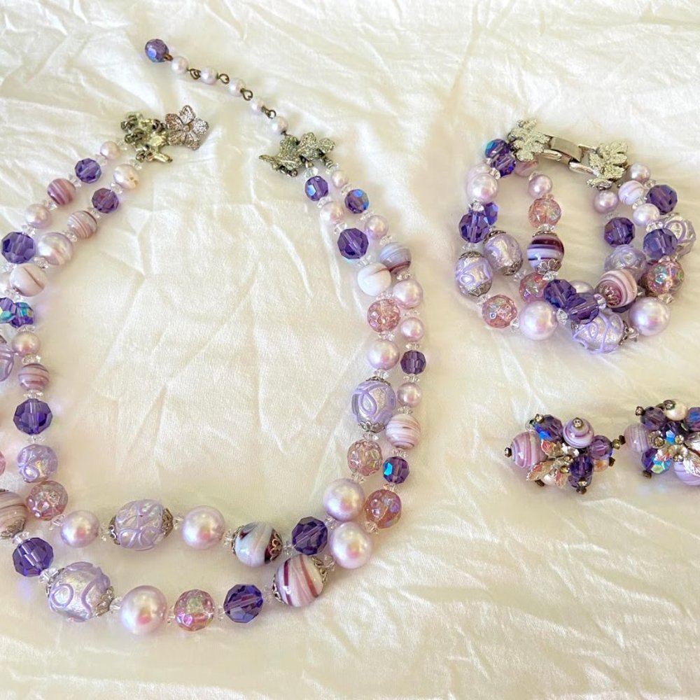 VINTAGE VENDOME PARURE IN LILAC & PURPLE RARE!